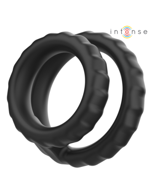 INTENSE - DEWEY DOPPIO ANELLO PER PENE IN SILICONE MODELLO NERO 2