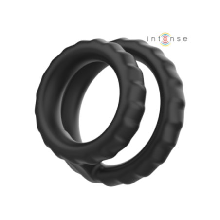 INTENSE - DEWEY DOPPIO ANELLO PER PENE IN SILICONE MODELLO NERO 2
