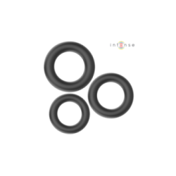INTENSE - HUGH 3 ANELLI PER PENE IN SILICONE BASIC NERI