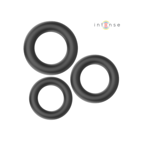 INTENSE - HUGH 3 ANELLI PER PENE IN SILICONE BASIC NERI