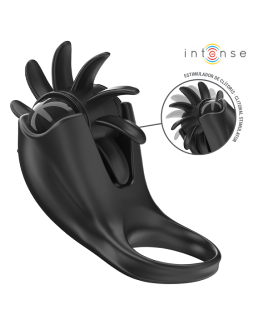 INTENSE - MABEL ANELLO VIBRANTE 10 VIBRAZIONI CON STIMOLATORE CLITORIDEO NERO
