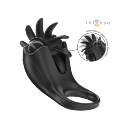 INTENSE - MABEL ANELLO VIBRANTE 10 VIBRAZIONI CON STIMOLATORE CLITORIDEO NERO