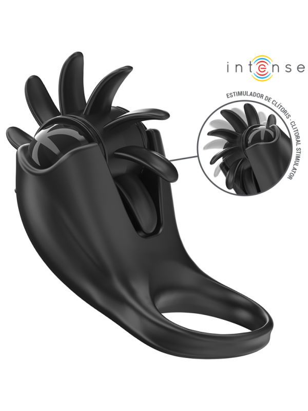 INTENSE - MABEL ANELLO VIBRANTE 10 VIBRAZIONI CON STIMOLATORE CLITORIDEO NERO