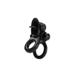 PRETTY LOVE - PASSIONATE RING DOPPIO ANELLO VIBRANTE + STIMOLATORE CLITORIDE NERO