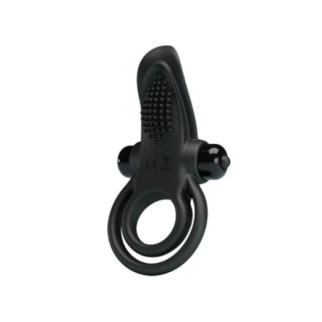 PRETTY LOVE - DOPPIO ANELLO VIBRANTE + STIMOLATORE CLITORIDEO 10 VIBRAZIONI NERO