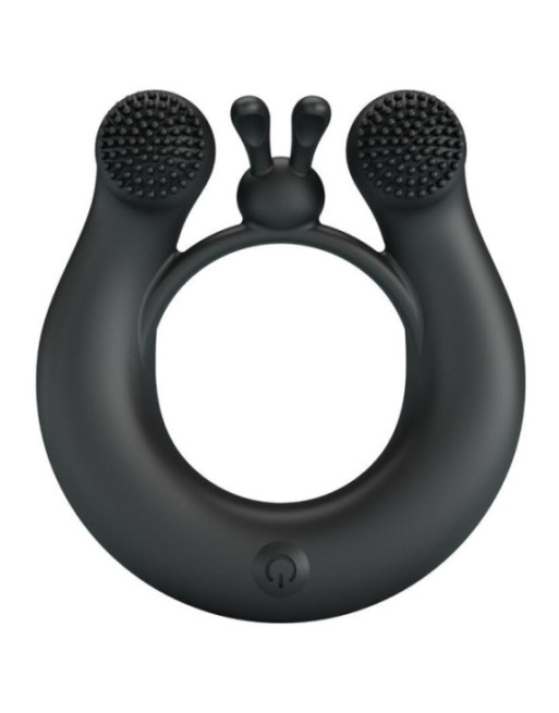 PRETTY LOVE - ANELLO VIBRANTE DAHLIA + STIMOLATORE CLITORIDEO 12 VIBRAZIONI NERO