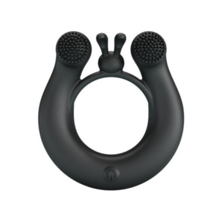 PRETTY LOVE - ANELLO VIBRANTE DAHLIA + STIMOLATORE CLITORIDEO 12 VIBRAZIONI NERO