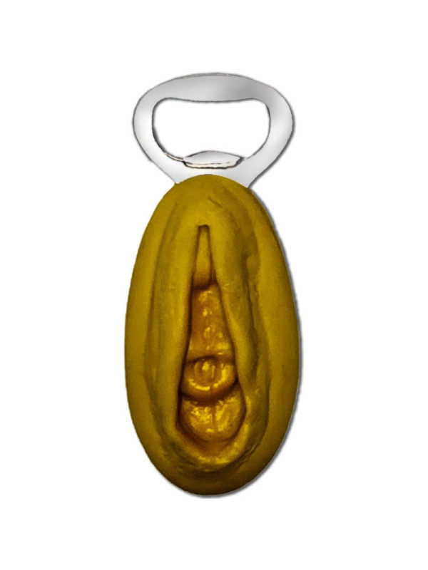 DIABLO PICANTE - APRIBACCHE IN ARGENTO CON FORMA DI VAGINA DORATA