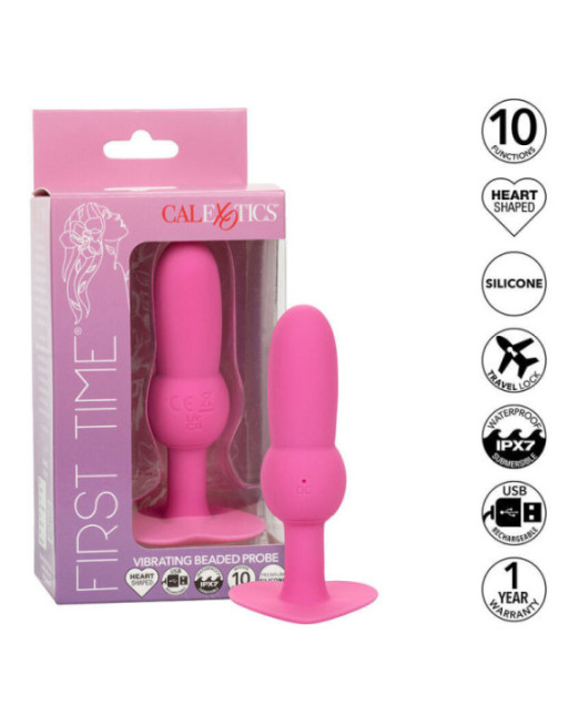 CALEXOTICS - FIRST TIME PLUG ANALE SONDA PERLINE 10 VIBRAZIONI ROSA