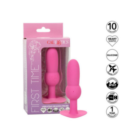CALEXOTICS - FIRST TIME PLUG ANALE SONDA PERLINE 10 VIBRAZIONI ROSA
