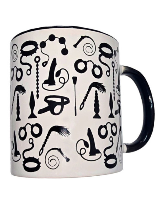 DIABLO PICANTE - TAZZA BONDAGE BIANCA CON MANICO NERO 370 ML