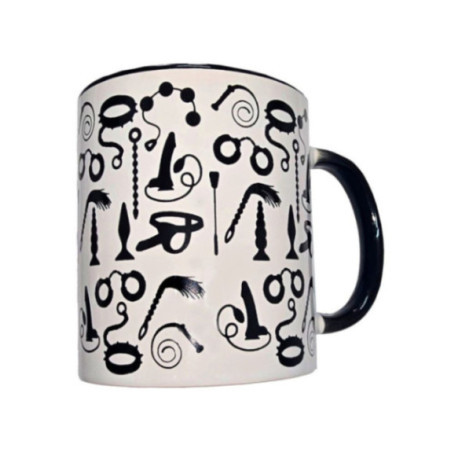 DIABLO PICANTE - TAZZA BONDAGE BIANCA CON MANICO NERO 370 ML