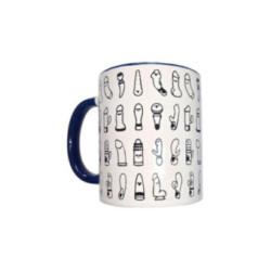 DIABLO PICANTE - TAZZA VIBRATORI BIANCHI CON MANICO BLU 370 ML