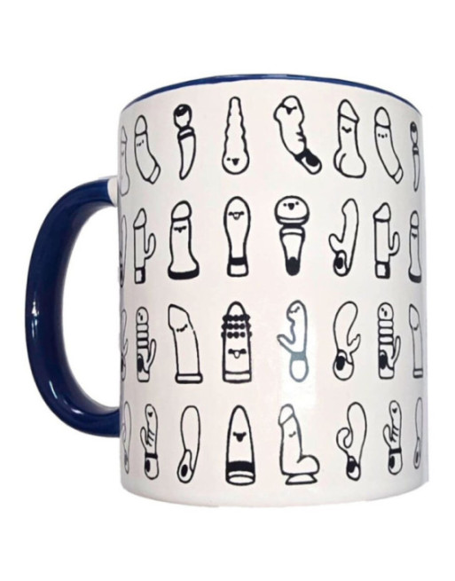 DIABLO PICANTE - TAZZA VIBRATORI BIANCHI CON MANICO BLU 370 ML