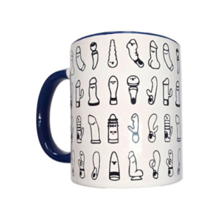 DIABLO PICANTE - TAZZA VIBRATORI BIANCHI CON MANICO BLU 370 ML