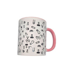 DIABLO PICANTE - TAZZA PENE BIANCA CON MANICO ROSA 370 M