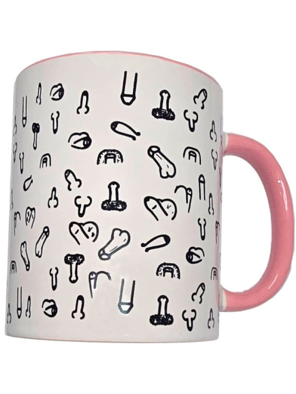 DIABLO PICANTE - TAZZA PENE BIANCA CON MANICO ROSA 370 M
