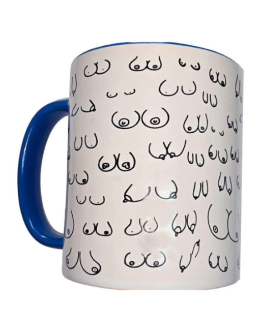 DIABLO PICANTE - TAZZA TETTE BIANCHE CON MANICO BLU 370 ML