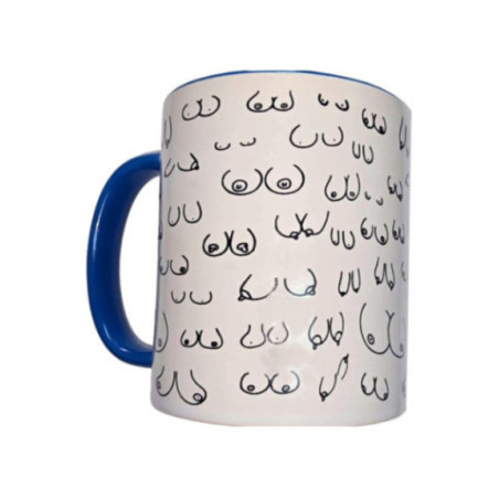 DIABLO PICANTE - TAZZA TETTE BIANCHE CON MANICO BLU 370 ML