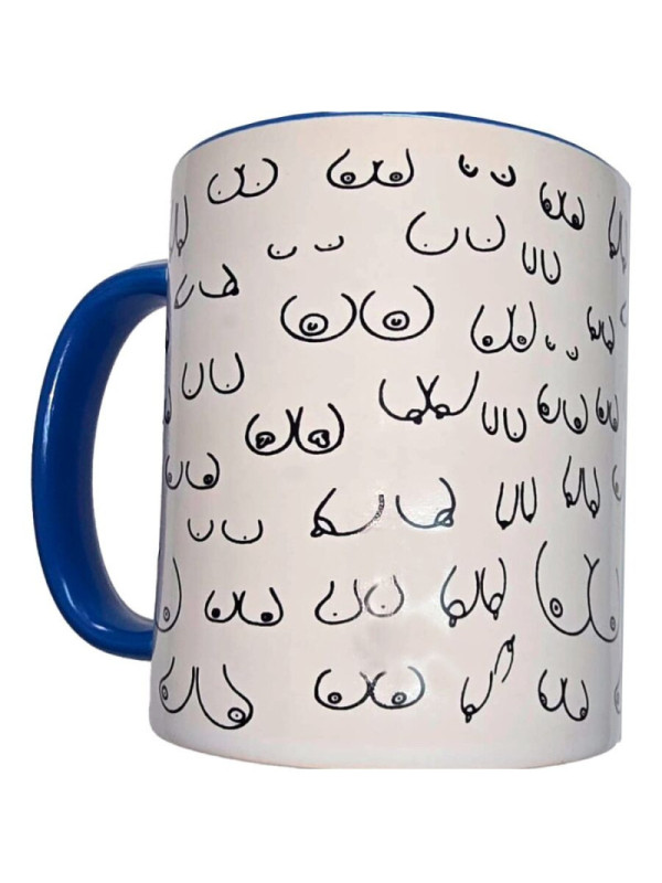 DIABLO PICANTE - TAZZA TETTE BIANCHE CON MANICO BLU 370 ML