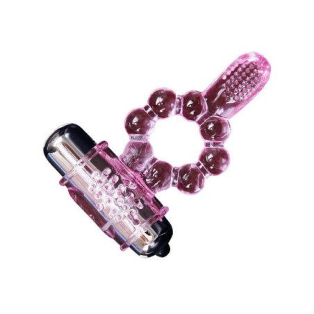 BAILE - ANELLO IN SILICONE 10 RITMI DI LINGUA CON VIBRAZIONE ROSA