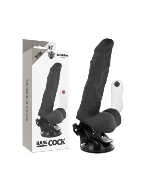 BASECOCK - VIBRATORE ARTICOLABILE TELECOMANDO NERO 21 CM -O- 5 CM