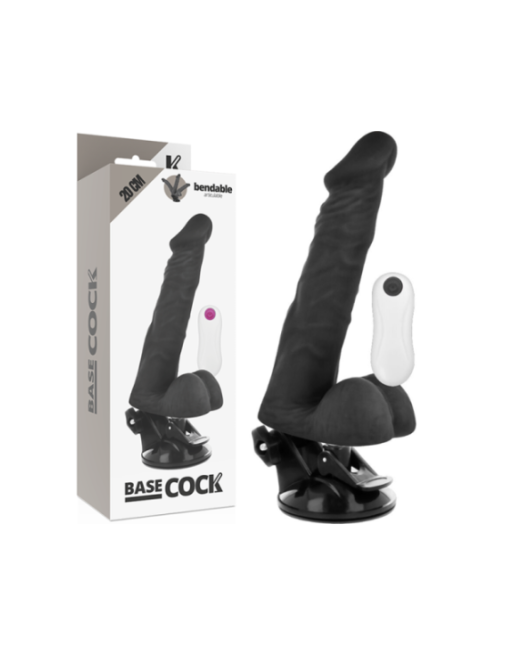 BASECOCK - VIBRATORE ARTICOLABILE TELECOMANDO NERO 20 CM -O- 4