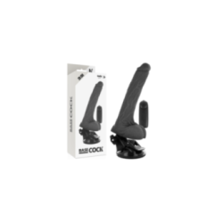 BASECOCK - VIBRATORE REALISTICO TELECOMANDO NERO CON TESTICOLI 20 CM -O- 4 CM