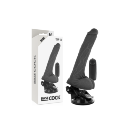 BASECOCK - VIBRATORE REALISTICO TELECOMANDO NERO CON TESTICOLI 20 CM -O- 4 CM