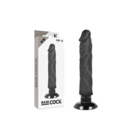 BASECOCK - VIBRATORE REALISTICO 2-1 NERO 20 CM -O- 4 CM