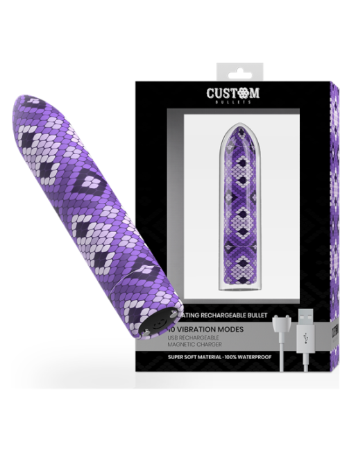 CUSTOM BULLETS - RECHARGEABLE SNAKE PURPLE MAGNETIC BULLET 10V