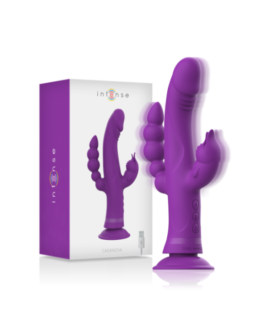 INTENSE - VIBRATORE IN SILICONE CASANOVA RABBIT TRIPLO MOTORE VIOLA
