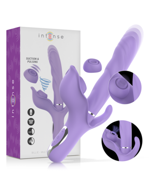 INTENSE - BILLIE VIBRATORE MULTIFUNZIONALE RICARICABILE A SUCCHIO CON PULSANTE VIOLA