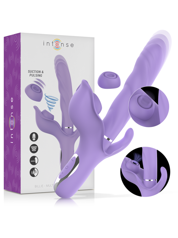 INTENSE - BILLIE VIBRATORE MULTIFUNZIONALE RICARICABILE A SUCCHIO CON PULSANTE VIOLA
