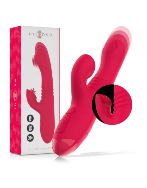 INTENSE - VIBRATORE MULTIFUNZIONE RICARICABILE UP & DOWN DUA CON LINGUA ROSSA