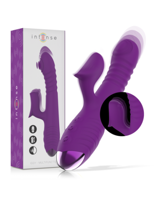 INTENSE - VIBRATORE MULTIFUNZIONE RICARICABILE IGGY UP & DOWN CON STIMOLATORE CLITORALE VIOLA