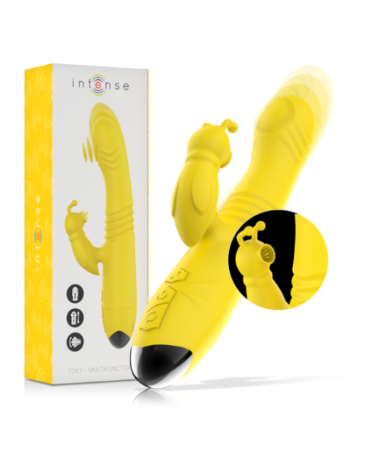 INTENSE - VIBRATORE MULTIFUNZIONE TOKY UP & DOWN CON STIMOLATORE CLITORALE GIALLO