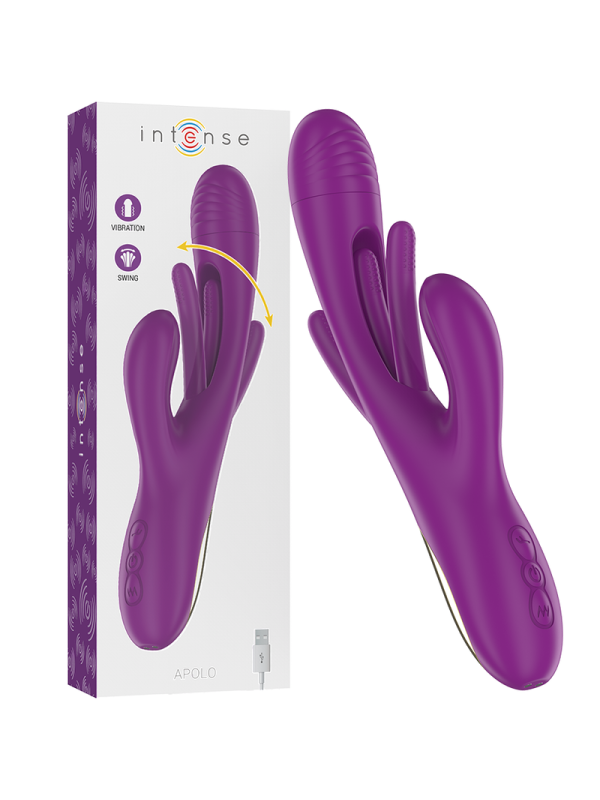INTENSE - APOLO VIBRATORE MULTIFUNZIONE RICARICABILE 7 VIBRAZIONI CON LINGUA OSCILLANTE VIOLA