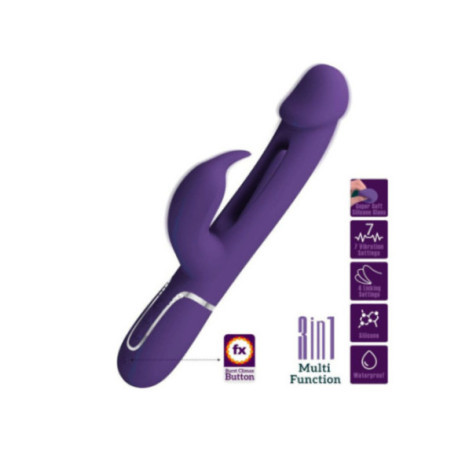 PRETTY LOVE - VIBRATORE MULTIFUNZIONE KAMPAS RABBIT 3 IN 1 CON LINGUA VIOLA