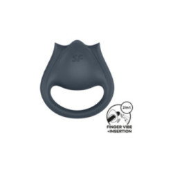 SATISFYER - PERFECT PAIR 2 MULTIVIBRATORE 2 IN 1 ANELLO PER PENE E STIMOLATORE PER DITA GRIGIO