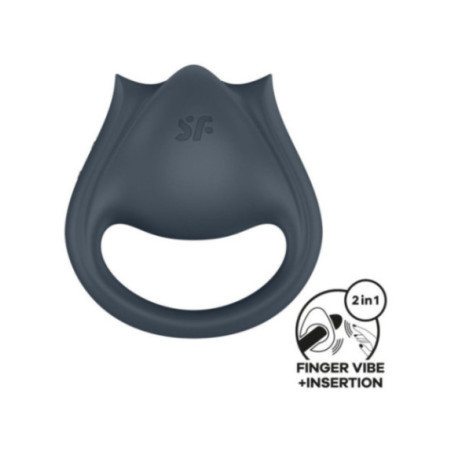 SATISFYER - PERFECT PAIR 2 MULTIVIBRATORE 2 IN 1 ANELLO PER PENE E STIMOLATORE PER DITA GRIGIO