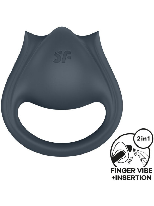 SATISFYER - PERFECT PAIR 2 MULTIVIBRATORE 2 IN 1 ANELLO PER PENE E STIMOLATORE PER DITA GRIGIO