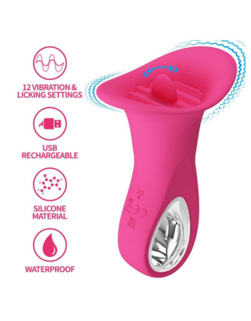 PRETTY LOVE - CLYDE VIBRATORE ORALE LINGUA VIBRANTE 12 VIBRAZIONI ROSA