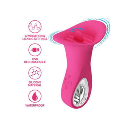 PRETTY LOVE - CLYDE VIBRATORE ORALE LINGUA VIBRANTE 12 VIBRAZIONI ROSA
