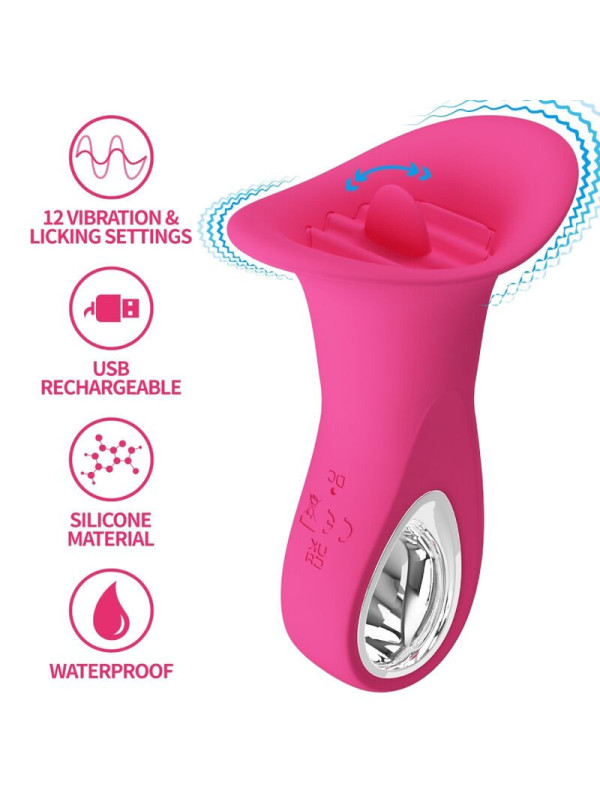 PRETTY LOVE - CLYDE VIBRATORE ORALE LINGUA VIBRANTE 12 VIBRAZIONI ROSA