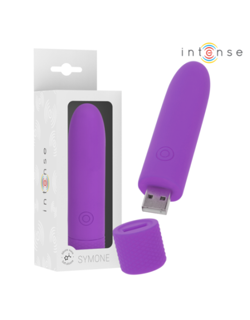 INTENSE - SYMONE BULLET VIBRANTE RICARICABILE USB 8 VIBRAZIONI VIOLA 10 X 2,2 CM