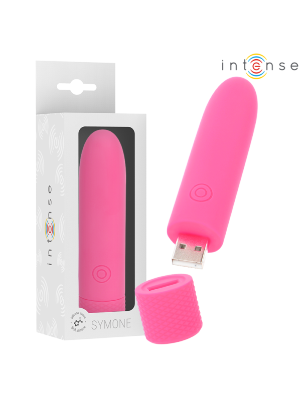 INTENSE - SYMONE USB RICARICABILE VIBRANTE BULLET 8 VIBRAZIONI ROSA 10 X 2,2 CM