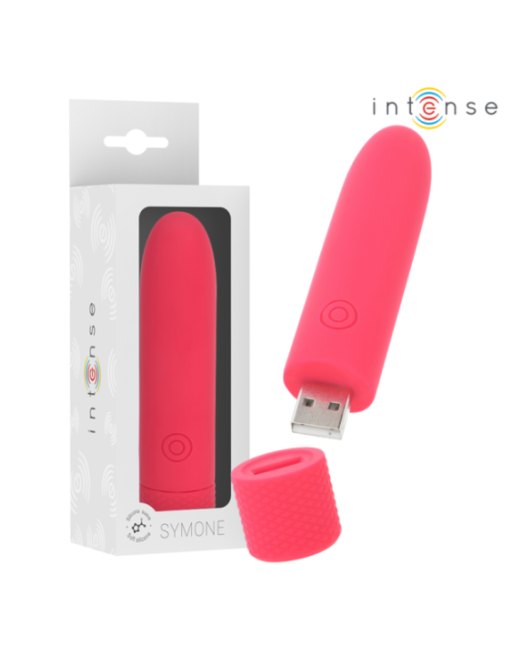INTENSE - SYMONE PROIETTILE VIBRANTE RICARICABILE USB 8 VIBRAZIONI ROSSO 10 X 2,2 CM