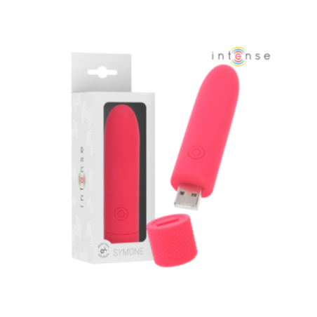 INTENSE - SYMONE PROIETTILE VIBRANTE RICARICABILE USB 8 VIBRAZIONI ROSSO 10 X 2,2 CM