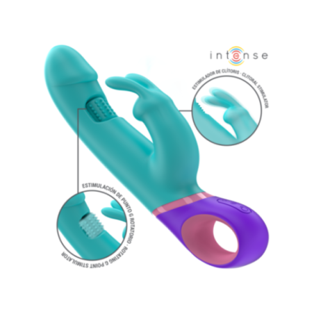 INTENSE - MONICA VIBRATORE RABBIT CON STIMOLATORE G-SPOT ROTANTE BLU
